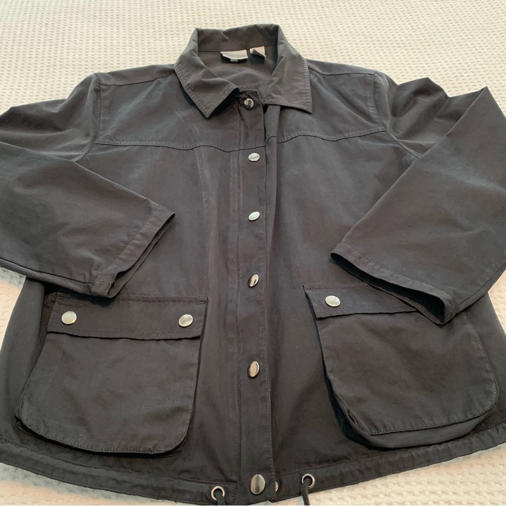 Chico’s Black Windbreaker Jacket with Hood * Large / 12 - Picture 15 of 16